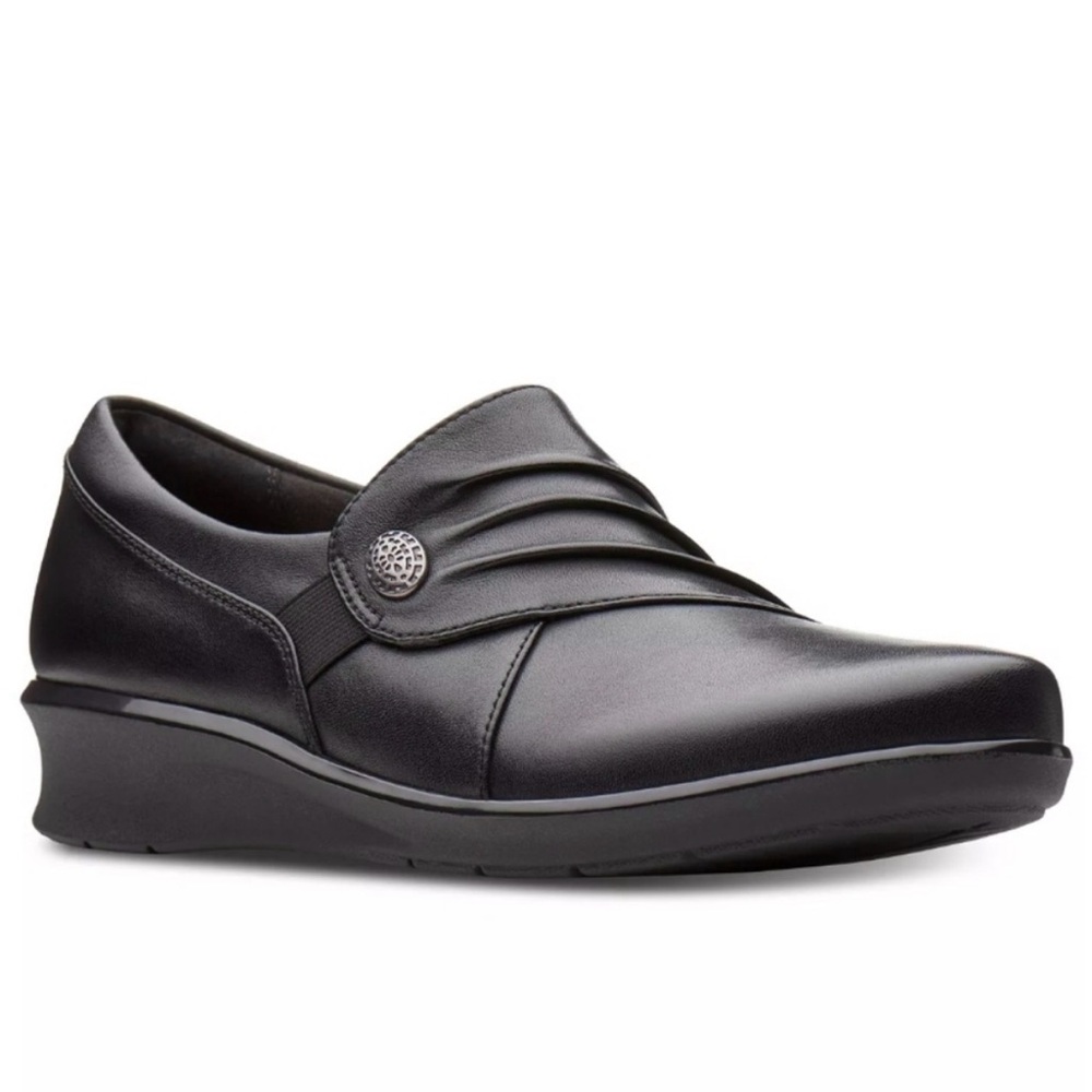 Clarks Hope Roxanne Leather Slip-on Shoes‎ Black Size 6.5